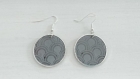 Boucles d'oreilles en fimo ring grises motifs japonais seigaiha 