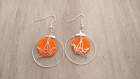 Boucles d'oreilles ring cocottes orange vif et argent 