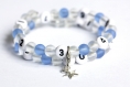 Bracelet d'allaitement sur fil à mémoire de forme de 55mm avec perles givré en verre de couleur transparent et bleu 