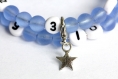 Bracelet d'allaitement sur fil à mémoire de forme de 55mm avec perles givré en verre de couleur bleu 