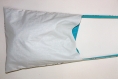 Tote bag à colorier pour petit garçon turquoise et blanc, sur le thème plage 