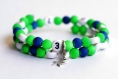Bracelet d'allaitement sur fil à mémoire de forme de 55mm avec perles en acrylique de couleur vert et bleu 
