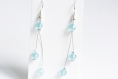 Boucles d'oreilles sur fil câblé avec perles en acrylique de couleur turquoise 