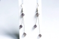 Boucles d'oreilles sur fil câblé avec perles en acrylique de couleur noir transparent 