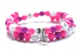 Bracelet d'allaitement sur fil à mémoire de forme de 55mm avec perles en acrylique de couleur rose et violet 