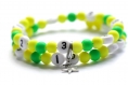 Bracelet d'allaitement sur fil à mémoire de forme de 55mm avec perles en acrylique de couleur jaune et vert 