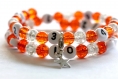 Bracelet d'allaitement sur fil à mémoire de forme de 55mm avec perles en verre craquelée de couleur orange et transparent 