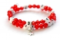 Bracelet d'allaitement sur fil à mémoire de forme de 55mm avec perles en acrylique de couleur rouge 