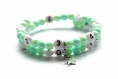 Bracelet d'allaitement sur fil à mémoire de forme de 55mm avec perles en acrylique de couleur bleu et vert 