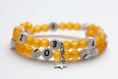 Bracelet d'allaitement sur fil à mémoire de forme de 55mm avec perles en acrylique de couleur orange 
