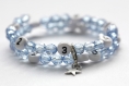 Bracelet d'allaitement sur fil à mémoire de forme de 55mm avec perles en acrylique de couleur bleu 