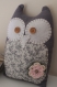 Owlie-mumy la chouette grise en feutrine et tissus liberty 