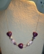 Collier monté sur câble perles variées (déclinaison de prune, gris et rose) 