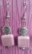 Boucles d'oreille perle en céramique rose pâle (pour oreilles percées) 