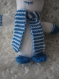Bonhomme de neige bleu en laine decoration de noel 