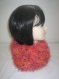 Col- tour de cou laine poilue fantaisie orange rouge rose et lilas 