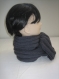 Echarpe homme/femme laine 100% merinos  marque fonty couleur gris tricot fait main