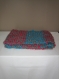 Grosse echarpe femme rose fluo et bleu fluo laine 100% acrylique tricot fait main