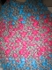 Grosse echarpe femme rose fluo et bleu fluo laine 100% acrylique tricot fait main