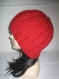 Bonnet homme/femme grosse laine 100% merinos rouge 