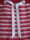 Gigoteuse fille de couleur rose laine bergère de france avec ruban en satin blanc