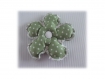 Fleur amovible lilas vert a pois blanc pour cache-coeur ou bandeau 