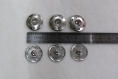 3 boutons pression argent, métal, 21mm 
