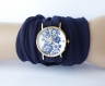 Montre bracelet bleu marine tissus élastique poignet montre montre femmes ados poignet couvre tatouage 