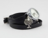 Montre bracelet couleur noir montre bracelet trois tours cuir tressé et pointé pendentif l'arbre 