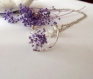 Collier avec de véritables fleurs violets collier argenté à base de vraies fleurs pendentif fait de fleurs 