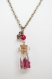 Collier bouteille en verre fleur séchée pendentif flacon de verre bijoux avec fleur rouge 