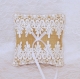 Coussin porte-alliance toile de lin naturelle mariage bohème jute dentelle au crochet 