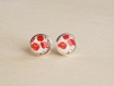 Boucles d'oreilles images coquelicots rouges bijoux fleurs coquelicot rouge blanc cadeau 