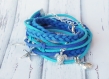 Bracelet manchette bleu manchette en cuir plusieurs rangs bracelet avec pendentifs personnalisables cadeau noël 