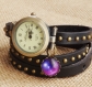 Montre bracelet trois tours cuir tressé et pendentif espace montre bracelet en cuir coloris noir personnalisable 