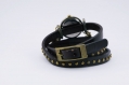 Montre bracelet trois tours cuir tressé et pendentif jupiter montre bracelet en cuir coloris noir 