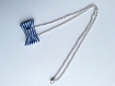 Collier petit noeud en tissu bleu et blanc *marinière* 