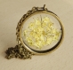 Collier pendentif fleur préservée collier fleurs séchées en résine pendentif rond en résine véritable fleur séchée bijoux 