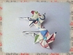 Boucles d'oreilles moulins à vent origami en tissu *girly* 