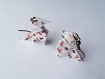 Boucles d'oreilles cocotte origami en tissu *confettis* 