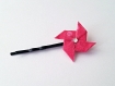Epingle à cheveux moulin à vent origami en tissu *fuchsia* 