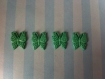4 papillons vert embellissement pour scrap 1,5cm 