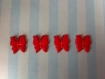 4 papillons rouge embellissements pour scrap 1,5 cm 