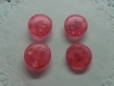4 boutons ronds fantaisie rose à paillettes incrustés 