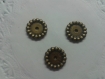 Lot de 3 perles rondes plates en bronze 