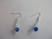 Boucles d'oreille perles de cristal bleu saphir 