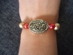 Bracelet en ruban de satin pour fille, gravure doré: rouge et or 
