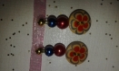 Parure: collier et boucles d'oreilles en boutons design fleurs idéal pour la st valentin 