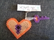 Porte clés en perles hama coeur serrure et sa clef, idéal cadeau de st valentin 