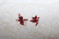 Boucles d'oreille origami rose et blanche "grue" 